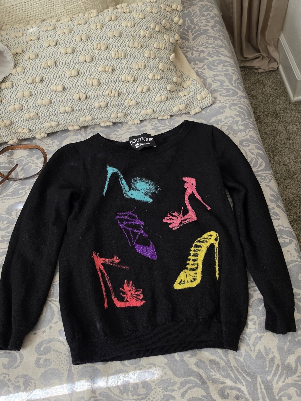 Moschino Boutique Embellished Print Sweater Small